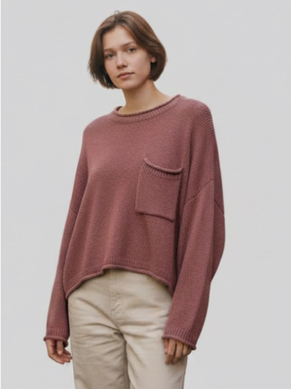 Urban Outfitters Mauve Crewneck Pocket Sweater